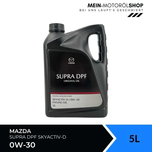 Mazda Original Oil Supra DPF Skyactiv-D 0W-30 5 Liter - Motoröle für Kraftfahrzeuge, HC-Synthese für optimale Leistung und Schutz des Motors, 5 Liter für langfristige Nutzung.