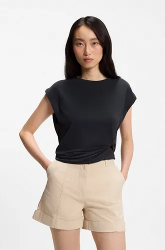 BOSS ORANGE Kurzarmshirt Ebony Premium mit Wickel-Detail - Stylisches Kurzarmshirt von BOSS ORANGE mit raffinierter Wickeloptik. Der dehnbare Single Jerseystoff sorgt für hohen Tragekomfort. Ideal für Freizeitlooks oder elegante Abende!