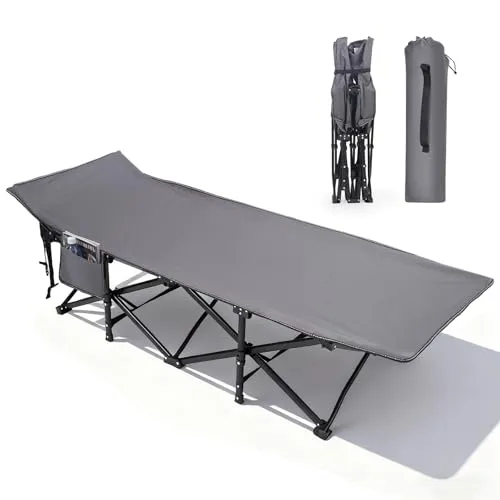 Sekey Klappbares Feldbett für Camping und Garten - Robustes Campingbett bis 200 kg, ideal für Garten und Outdoor-Aktivitäten. Mit praktischer Seitentasche und kompaktem Design für einfachen Transport.