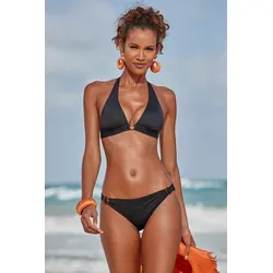 s.Oliver Triangel-Bikini-Top "Rome", Gr. 38 - Cup C/D, schwarz - Stylisches Triangel-Bikini-Top mit breitem Bündchen und herausnehmbaren Softcups, ideal für einen komfortablen Sitz am Strand oder Pool.