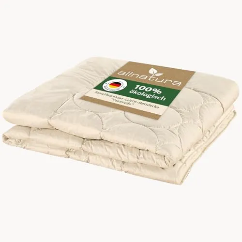 allnatura Kamelflaumhaar-Leicht-Bettdecke Cammello 135x200 - leichte Decke für milde Wintertage & Übergangszeit – Öko-Test Note sehr gut – 100% nachhaltiges Kamelflaumhaar – Made in Germany