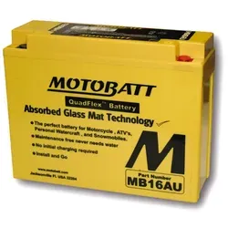 MOTOBATT Akku MB16AU – Leistungsstarke Powersport-Batterie - Der MOTOBATT Akku MB16AU bietet mit 20,5 Ah und 230 CCA hohe Startkraft für Ihr Motorrad. Ideal für anspruchsvolles Zubehör und wartungsfrei. Perfekt für den Einsatz in Kfz-Elektroniksystemen.