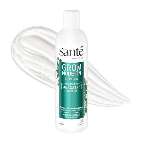 Santé naturally. Grow Mode On Shampoo - 250 ml - kräftigendes Haarshampoo mit AnaGain, Koffein & Arginin - aktiviert Wachstum für dichter wirkendes Haar - vegan, ohne Alkohol