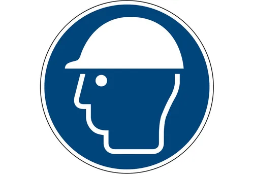 Soennecken Hinweisschild Hinweisschild Kopfschutz benutzen ISO 7010/M014 rund 200mm PVC