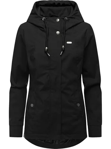 Ragwear Damen Übergangsjacke Alvena Summer YOUMODO Black Gr. M - Moderne, ultraleichte Funktionsjacke für den aktiven Lifestyle. Wasserdicht und atmungsaktiv, ideal für Frühling und Herbst. Verstellbare Kapuze und schmeichelhafte Passform für höchsten Tragekomfort.