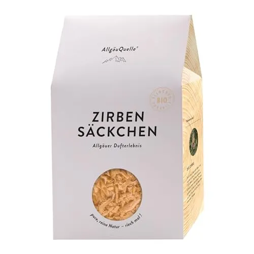 AllgäuQuelle® Duft-Säckchen mit Zirbenholzspänen. Natürliches Duftkissen. Duftsäckchen naturrein und biologisch