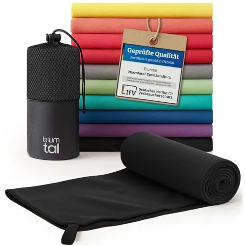 Blumtal Mikrofaser Handtuch leicht & extra saugstark - schnelltrocknende Microfaser Handtücher - optimales Fitness Handtuch/Strandtuch Mikrofaser/Gym Towel - Reisehandtuch kompakt Schwarz