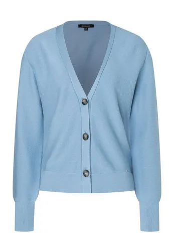 More & More Cardigan in Hellblau - Größe 46 - Eleganter Cardigan mit V-Ausschnitt und Knopfleiste. Lockerer Schnitt und Rippstrickabschlüsse bieten Komfort. Hergestellt aus 50% LENZING™ ECOVERO™ Viskose für umweltbewusste Mode.
