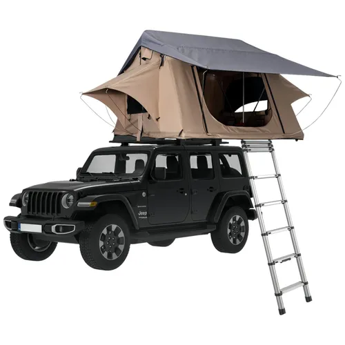 SWISS OUTDOOR Auto Dachzelt VANLIFE ROOFI-10A PREMIUM 2025 - Aufstell- & Hubdächer, atmungsaktives und wasserdichtes Dachzelt mit zusätzlichem Vorzelt für mehr Komfort beim Camping.
