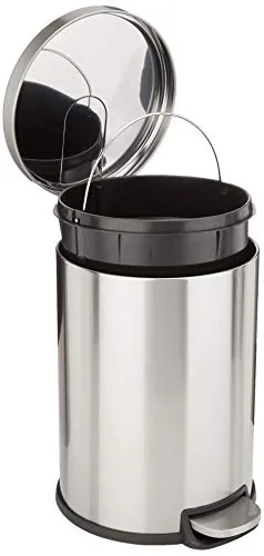 Amazon Basics 20 l Edelstahl Mülleimer mit Fußpedal - Moderner 20-Liter-Mülleimer aus gebürstetem Edelstahl, der mit einem sanft schließenden Deckel überzeugt. Ideal für Küche, Bad oder Büro – praktisch und stylisch zugleich.