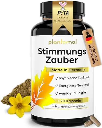 Johanniskraut Kapseln hochdosiert - 1000mg - Pflanzliches Ergänzungsmittel Johanniskraut, hochdosiert mit 1000mg Extrakt, GABA & L-Tryptophan für eine natürliche Stimmungsaufhellung, glutenfrei und ohne künstliche Aromen.