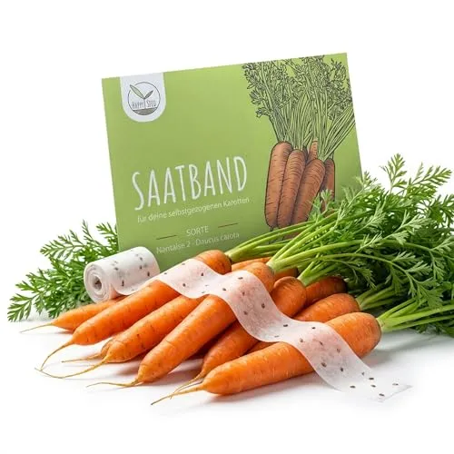 5m Saatband Karotten Samen (Nantaise 2 - Daucus carota) - Saftig, knackige Möhren ideal für die Anzucht im Garten, Balkonkasten & Gemüsebeet