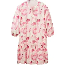 TOM TAILOR Damen Kleid 1036655 - Pink Shapes Design, Größe 40 - Freizeitkleid in lockerer Passform mit Bindedetail und Volant. Aus weicher Viskose für optimalen Tragekomfort, ideal für diverse Anlässe wie Partys, Hochzeiten oder den Strand.