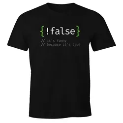 MoonWorks Print-Shirt Herren T-Shirt Programmierer Informatiker Witz False True Fun-Shirt mit Print schwarz S