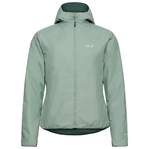 Jack Wolfskin Women's Trail Light Insulation 2in1 Jacket - Wendbare Kunstfaserjacke Gr. M - Vielseitige, leichte Kunstfaserjacke in Türkis mit Kapuze und isolierenden Eigenschaften. Ideal für Wanderungen und Outdoor-Aktivitäten. Hergestellt aus recyceltem Polyester für nachhaltigen Genuss.