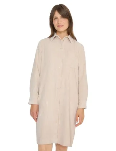 CECIL Damen 1408970 Cordkleid, Oat Milk Beige, S - Elegantes knielanges Cordkleid mit Hemdkragen und Brusttasche, ideal für einen lässigen Look. Perfekt für die Übergangszeit und vielseitig kombinierbar.