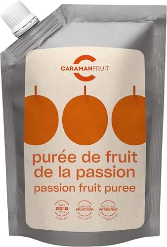 Caramanfruit Passionsfrucht-Frucht-Püree - 4x 1kg - exotisches Maracuja-Püree angenehm süß, frei von Farb- und Konservierungsstoffen, zur Herstellung von Sorbet, Smoothies, Eis, zu Cocktails, Saft