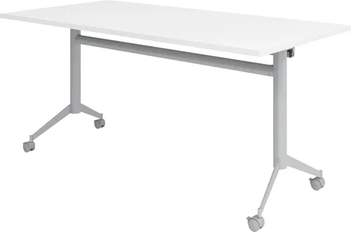bümö Klapptisch fahrbar KF - Weiß - Der mobile Klapptisch von bümö überzeugt mit stabiler 2,5 cm starker Tischplatte und bremsbaren Rollen. Ideal für Konferenzräume oder Büros, schnell einsatzbereit und leicht zu transportieren.