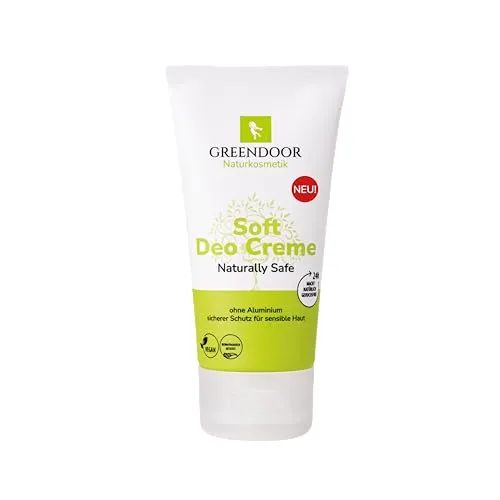 GREENDOOR Soft Deo Creme Tube 50ml ohne Aluminium, nicht schmelzend, wirksam gegen Schweißgeruch, reicht 20 Wochen, natürlich vegan, unisex, pflegt die Achseln