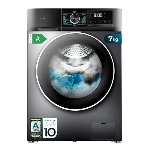 Cecotec Bolero Dresscode 7500 Inverter Waschmaschine 7 kg - Energieeffiziente Waschmaschine der Klasse A mit 16 Programmen, SteamMax für optimale Dampfreinigung und Allergy Care für keimfreie Wäsche. Ideal für Familien.