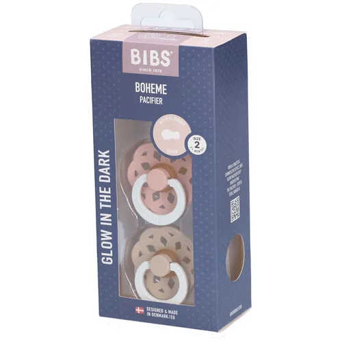 BIBS Boheme Glow in the Dark Schnuller Gr. 2, 6-18 Monate, Blush/Vanilla