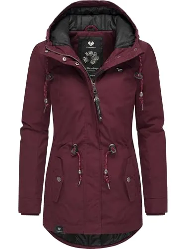 RAGWEAR "Monadis Black Label" Winterjacke, Damen, Gr. M (38), Dunkelrot - Funktionsjacken, modischer und warm gefütterter Winterparka mit wasserabweisendem Oberstoff, ideal für kalte Tage und schicke Outfits.