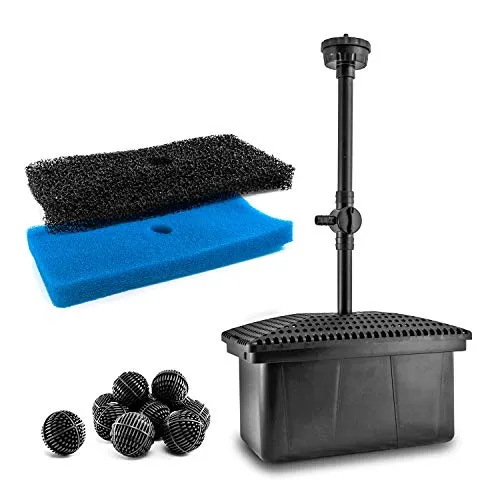 CLGarden Teichpumpe SP3BFB - Multifunktionale Teichfilterpumpe - Gartenteichfilter mit integrierter Fontäne, ideal für kleine Teiche bis 3000 Liter. Sicherer Betrieb dank externem Transformator und vielseitige Spritzbilder für eine beeindruckende Teichgestaltung.