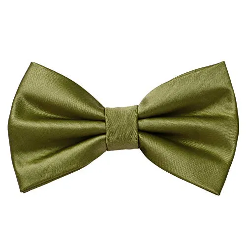 MASADA Herren Fliege Olivgrün Seidenlook, stufenlos verstellbar, handgefertigt, Hakenverschluss - 12 x 6 cm 100% Polyester