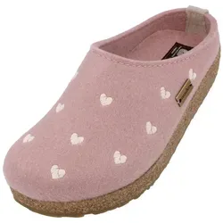 Haflinger Grizzly Cuoricino Filzclog - Unisex Hausschuh aus reinem Wollfilz mit Herzmotiv, ideal für warme Füße und hohen Tragekomfort in Größe 41 EU.