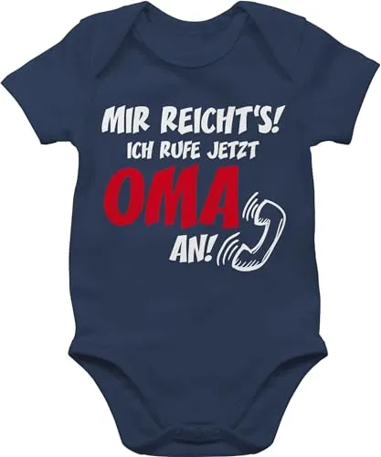 Baby Body Junge Mädchen - Sprüche - Mir reichts Ich ruf jetzt Oma an - 3/6 Monate - Navy Blau - baby. ruf. babymode witzig spruch rufe bodys strampler mit lustigen sprüchen spruche so reicht
