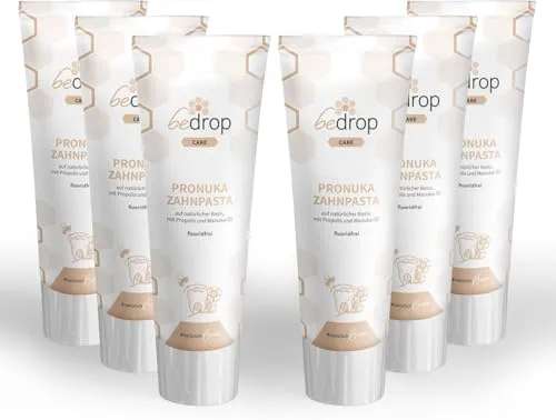 bedrop Zahnpasta Pronuka mit Propolis & Manuka-Öl - Fluoridfreie Zahnpasta für sanfte Zahnpflege und frischen Atem. Enthält über 99 % natürliche Inhaltsstoffe und pflegt mit Propolis und Manukaöl.