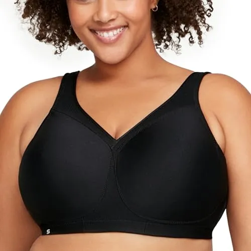Glamorise Damen 1006 Sports Bra, Schwarz, 80B - Funktionsunterwäsche, ideal für Sport mit feuchtigkeitsableitendem Material für optimalen Tragekomfort und Unterstützung.