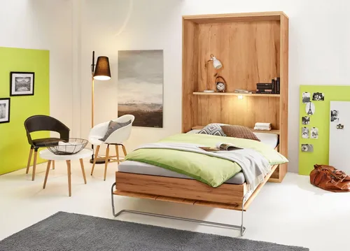 Schrankbett PRIESS "Ancona", beige - Multifunktionales Schlafsystem - Betten: Schrankbett mit Regal und LED-Beleuchtung, platzsparend und ideal für kleine Räume. Made in Germany, überzeugt durch Qualität und durchdachtes Design.