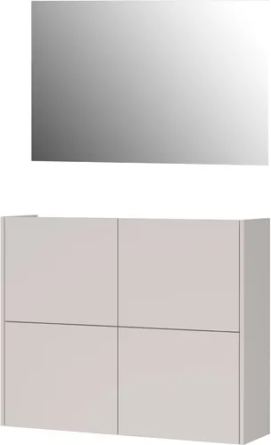 GERMANIA Garderoben-Set GW-Binetto, (2-St), Schuhschrank mit Spiegel - Das Garderoben-Set »GW-Binetto« von GERMANIA vereint modernen Stil und Funktionalität. Mit einem Schuhschrank und eckigem Spiegel optimierst du deinen Flur. Verstellbare Böden und push-to-open Technik garantieren Ordnung und Eleganz.