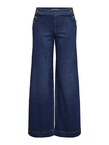 ONLY Onlmadison Hw Button Wide DNM Gen533Noos - Weite Jeans mit Hoher Taille - Jeans mit weitem Bein und hoher Taille, ideal für einen lässigen Look und optimalen Tragekomfort.