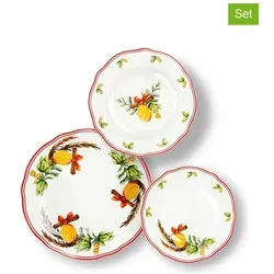 Trendy Kitchen by EXCÉLSA 18tlg. Tafelservice ''Cinnamon'' – Eleganz auf dem Tisch - Set mit 6 Speise-, Suppen- und Desserttellern aus hochwertigem Porzellan. Mikrowellen- und spülmaschinenfest, ideal für festliche Anlässe und den täglichen Gebrauch.