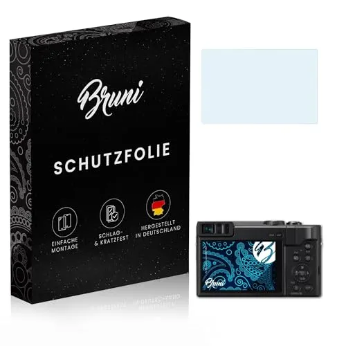 Bruni Schutzfolie kompatibel mit Panasonic Lumix DMC-TZ91 Folie, glasklare Displayschutzfolie (2X)