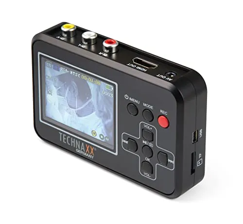 Technaxx Retro Video-Digitalisierer TX-182 - Digitalisieren Sie analoge Videos, 2,4'' Display und Speicherung auf MicroSD-Karte bis 32GB