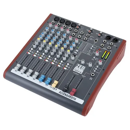 Allen & Heath ZED60-10FX Mischpult - Mischpult mit 4x Mic/Line und 2 Hi-Z Inputs, 24bit Effektprozessor und USB Audio In/Out, ideal für Live-Performances und Studioaufnahmen.