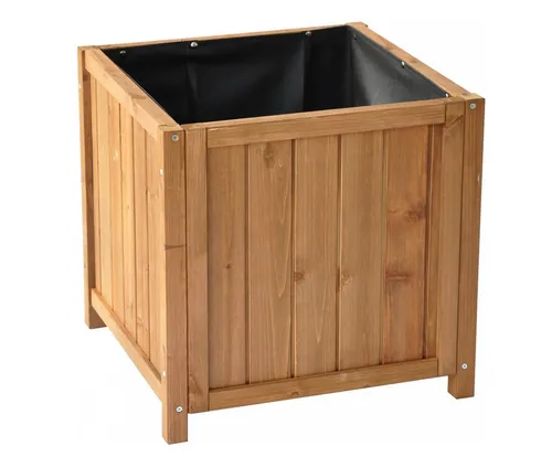 Dazikemo Pflanzkasten 45x45x45 cm - Pflanzenkästen & Spaliere, moderner Pflanzkasten in attraktivem Dark Marrone Wood, ideal für Garten, Balkon oder Eingangsbereich mit lasiertem Geo Vlies für optimale Pflanzengesundheit.