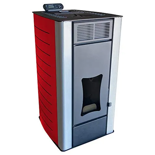NEMAXX® Pelletofen P18 - Pelletheizung mit 18 kW – Pelletofen [WASSERFÜHREND] – Pelletofen Elektrokamin Wifi Ready – Pelletofen mit hoher Wärmeabgabe & Überhitzungsthermostat – Rot