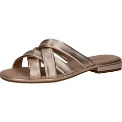 Caprice Pantoletten Leder Pantolette goldfarben 36 EU - Pantoletten in Platin, aus hochwertigem Leder, mit komfortablem Blockabsatz von 2 cm – ideal für lässige Sommerlooks.