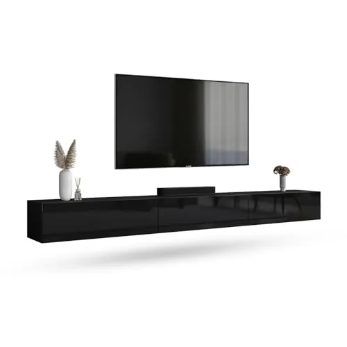 Planetmöbel TV-Schrank 300 cm - Modernes TV-Board für Ihr Wohnzimmer - TV-Halterungen mit reichlich Stauraum und Soft-Close-Funktion, wahlweise hängend oder stehend, ideal für modernes Wohnen.