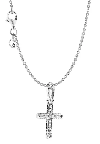 Pandora 68622 Halskette für Damen und Jugendliche - Glitzerndes Kreuz Set - Elegante Kette aus 925 Sterlingsilber mit funkelndem Kreuz-Anhänger, ideal als Geschenk für Frauen und Jugendliche. Verstellbare Länge für individuellen Tragekomfort.