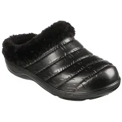 Skechers Damen Cozy Camper Glamping Hausschuhe Schwarz 38 EU - Bequeme Hausschuhe im modernen Clog-Design mit flexiblem EVA-Obermaterial und warmem Kunstfellbesatz. Ideal für entspannte Tage zu Hause, leicht und waschbar.