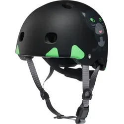 Affenzahn Panther Kinderhelm | Fahrradhelm für Scooter und Radfahren - Schwarz - Fahrradhelm für Kinder mit innovativem Fidlock-Verschluss und LED-Licht. Optimaler Schutz durch leichte Inmold-Technologie und verstellbaren Drehring für perfekte Passform.
