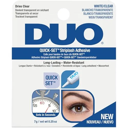 DUO Quick-Set Striplash Adhesive Clear 7g Eyelash Adheisve Applies White Dries Clear All-Day Wear Strip And Individual Lashes Sets In Sekunden Wasserabweisend Veganfreundlich Tierversuchsfreie Wimpern