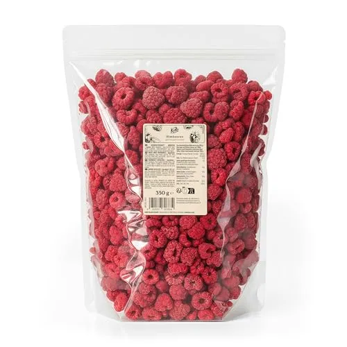 KoRo Gefriergetrocknete Himbeeren 350 g - Trockenfrüchte ohne Zusätze, 100% Himbeeren mit hohem Ballaststoffgehalt - perfekt als Snack oder Topping für Müsli und Pralinen!
