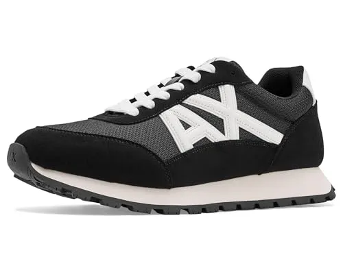 Armani Exchange Male Essential Sneaker mit Mesh-Details in Schwarz, Größe 11 - Stylischer Sneaker mit markantem Front-Logo und atmungsaktiven Mesh-Details für optimalen Tragekomfort und modernes Design.