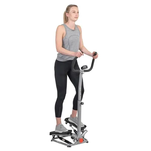 Sunny Health & Fitness Smart Twist Stair Stepper mit Lenker - Stepper für Low-Impact-Training, bietet eine einzigartige Drehbewegung zur Straffung von Taille, Oberschenkeln und Gesäß - ideal für platzsparende Heimfitness.